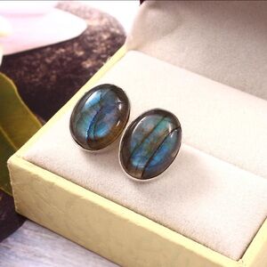 Stunning Natural Blue Labradorite earrings